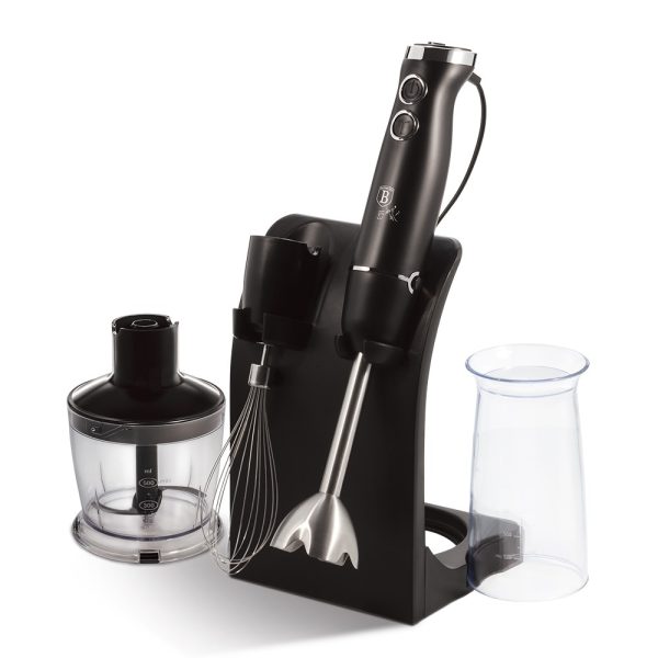 Berlinger Haus - 2-i-1 Stavblender & Chopper 500W i 5 dele - Black Silver Collection