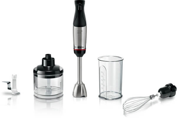 Bosch Stavblender med stålstav, minihakker og piskeris